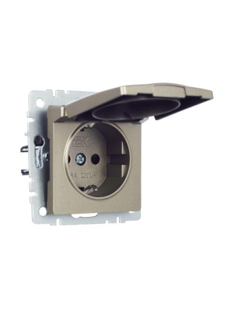 Розетка BRITE РСбш10-3-БрШ 16А IP20 с заземл. защ. шторки с крышкой механизм шампань IEK BR-R16-16-K37