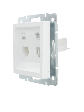 Розетка компьютерная + телефонная 1-м СП Vesna механизм бел. LEZARD 742-0288-143 Розетка компьютерная + телефонная 1-м СП Vesna механизм бел. LEZARD 742-0288-143