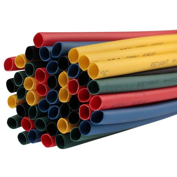 Набор трубок термоусадочных ТУТ нг 5.0/2.5 5 цветов 1м (уп.50шт) Rexant 29-0155