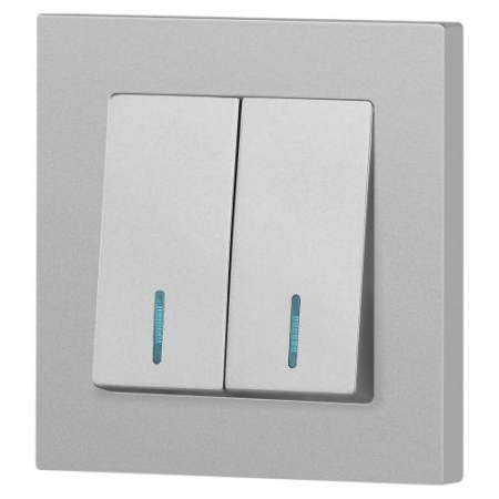 Выключатель 2-кл. СП Accent 6-105-03 10А IP20 250В с подсветкой AL/CU алюм. Intro Б0063511