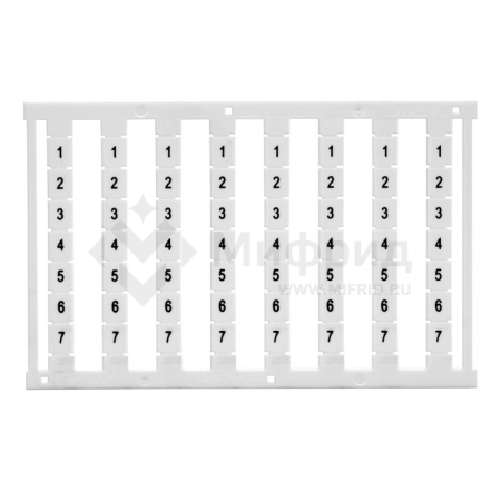 Маркировка для клемм ширина 5мм узкая для клемм Push-in бел. от 13 до 24 вертикальная ориентация 1шт = карта из 96 маркеров (уп.10шт) DKC NUPUTUK-5F-13-24V