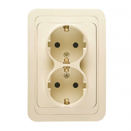 Розетка 2-м СП Mimoza 16А IP20 с заземл. крем./крем. Makel 25082 Розетка 2-м СП Mimoza 16А IP20 с заземл. крем./крем. Makel 25082