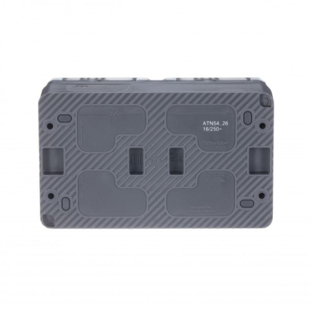 Розетка 2-м ОП AtlasDesign PROFI 16А IP54 заземл. защ. шторки антрацит SE ATN544026 Розетка 2-м ОП AtlasDesign PROFI 16А IP54 заземл. защ. шторки антрацит SE ATN544026