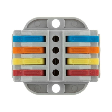 Клемма строительно-монтажная СМК проходная 222-424P 4п 0.08-4кв.мм с монтажной площадкой сер. (уп.25шт) Rexant 07-6264