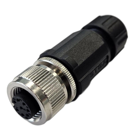 Разъем М12 8A гнездовой пайка пластик. прямой резьба PG7 каб. часть СЦМ120021-08A СТЭЗ 185200158