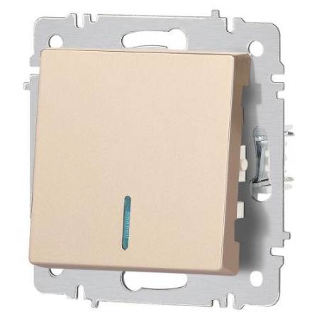 Выключатель 1-кл. СП Accent 6-102-04 10А IP20 250В с подсветкой AL/CU шампань Intro Б0063475