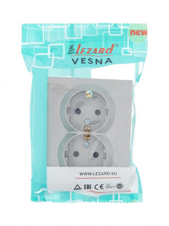 Розетка 2-м СП VESNA с заземл. со шторками ПБТ платина LEZARD 742-3500-178B Розетка 2-м СП VESNA с заземл. со шторками ПБТ платина LEZARD 742-3500-178B