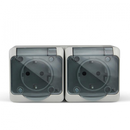 Розетка 2-м ОП Nix 16А IP54 250В с заземл. с прозр. крышкой сер. TOKOV ELECTRIC TKE-NX-R2Z-C06T-IP54 Розетка 2-м ОП Nix 16А IP54 250В с заземл. с прозр. крышкой сер. TOKOV ELECTRIC TKE-NX-R2Z-C06T-IP54