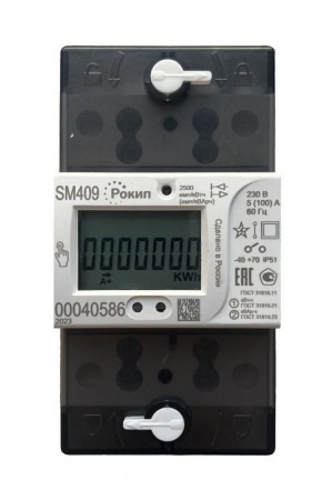 Счетчик SM409 1ф многотариф. Wi-Fi на DIN-рейку РОКИП SM409 Счетчик SM409 1ф многотариф. Wi-Fi на DIN-рейку РОКИП SM409