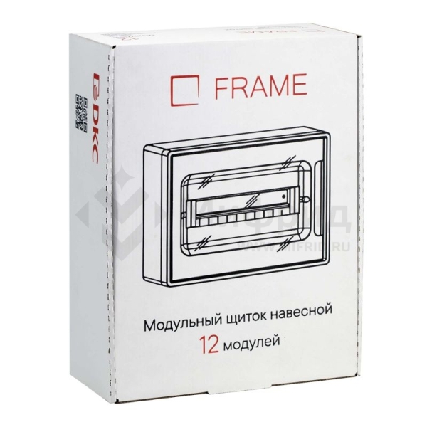 Щиток настенный Фрейм (FRAME) 12мод. с тонированной дверцей с 2 шин PEN на 8+6 отверст. бел. DKC F12W1WD