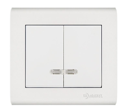 Выключатель 2-кл. Manolya с подсветкой бел. Makel 41001023
