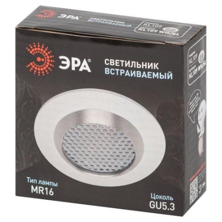 Светильник KL109 MR16 GU5.3 встраив. алюм. WH/SL бел./серебро матов. ЭРА Б0061829 Светильник KL109 MR16 GU5.3 встраив. алюм. WH/SL бел./серебро матов. ЭРА Б0061829