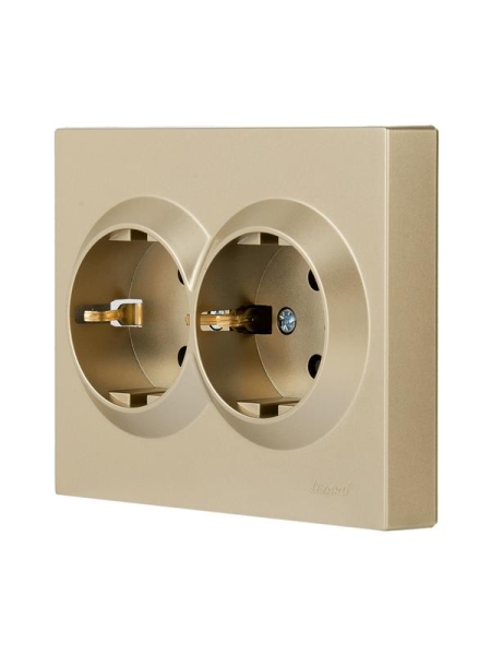 Розетка двойная VESNA с защитой от детей ПБТ зол. LEZARD 742-3600-178B