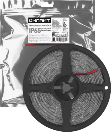 Лента светодиодная 90 655 OLS-2835CW60-4.8-IP65-24V (уп.5м) ОНЛАЙТ 90655