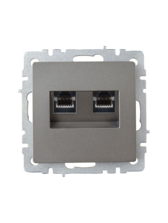 Розетка компьютерная двойн. СП RJ45 кат.6 BRITE РК11-2-БрС механизм сталь IEK BR-K20-2-K46 Розетка компьютерная двойн. СП RJ45 кат.6 BRITE РК11-2-БрС механизм сталь IEK BR-K20-2-K46