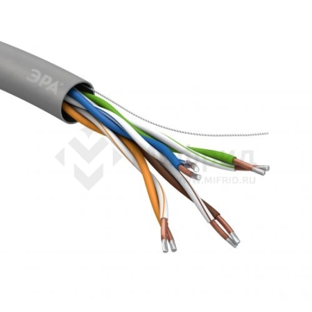 Кабель витая пара U/UTP кат.5E 4х2х24AWG solid CCA PVC Simple сер. (м) UL-4-PVC-A Эра Б0044434