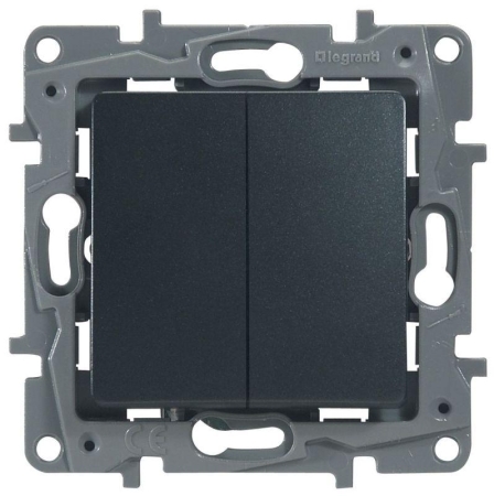 Переключатель 2-кл. СП Etika Plus 10А IP20 250В 10AX безвинтов. зажимы механизм антрацит IEK 672612