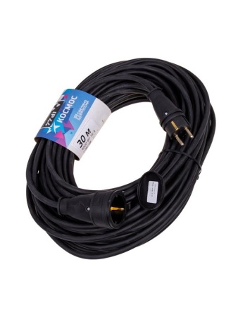 Удлинитель-шнур 1х30м 16А IP44 250В 4кВт черн. каучук КГ 3х2.5 УХз16 Россия КОСМОС YSHKsm30m-1g(16A)KG Удлинитель-шнур 1х30м 16А IP44 250В 4кВт черн. каучук КГ 3х2.5 УХз16 Россия КОСМОС YSHKsm30m-1g(16A)KG