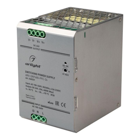 Блок питания ARV-DRP480-PFC-24 24В 20А 480Вт IP20 Металл Arlight 040231 Блок питания ARV-DRP480-PFC-24 24В 20А 480Вт IP20 Металл Arlight 040231