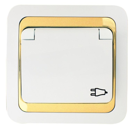 Розетка Mimoza с заземл. и крышкой керамика с зол. вставкой Makel 12209 Розетка Mimoza с заземл. и крышкой керамика с зол. вставкой Makel 12209