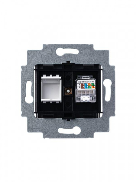 Розетка компьютерная Levit RJ45 кат.5E с заглушкой сталь ABB 2CHH295117A6069 Розетка компьютерная Levit RJ45 кат.5E с заглушкой сталь ABB 2CHH295117A6069