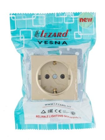 Розетка VESNA с заземл. ПБТ зол. LEZARD 742-3688-122B Розетка VESNA с заземл. ПБТ зол. LEZARD 742-3688-122B