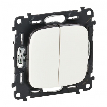 Выключатель 2-кл. СП Valena Allure 10А IP20 250В с лицев. панелью безвинтов. зажимы механизм бел. Leg 752705