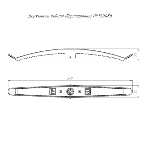 Держатель круглого кабеля двусторонний для прямого монтажа на 16 мест в гофроящике черн.(уп.100шт) Промрукав PR13.0488
