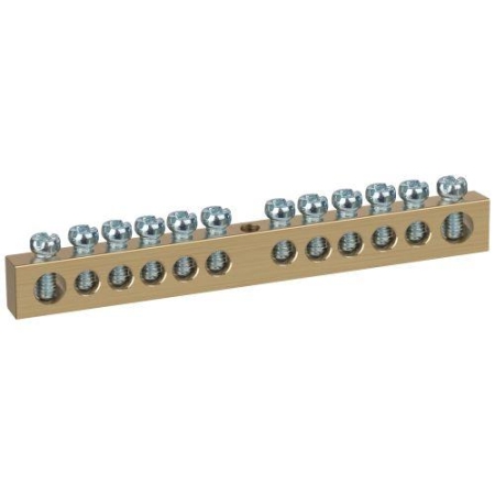 Шина NO-122-32 PEN земля-ноль 8х12мм 12/1 латунная крепеж по центру Эра Б0047247