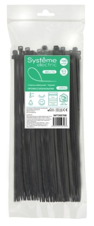 Стяжка кабельная 300х7.6 черн. (уп.100шт) SE IMT30076B Стяжка кабельная 300х7.6 черн. (уп.100шт) SE IMT30076B