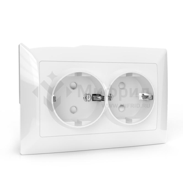 Розетка 2-м СП AVA 16А IP20 с заземл. защ. шторки в сборе бел. TOKOV ELECTRIC TKL-AV-R2FZSF-C01
