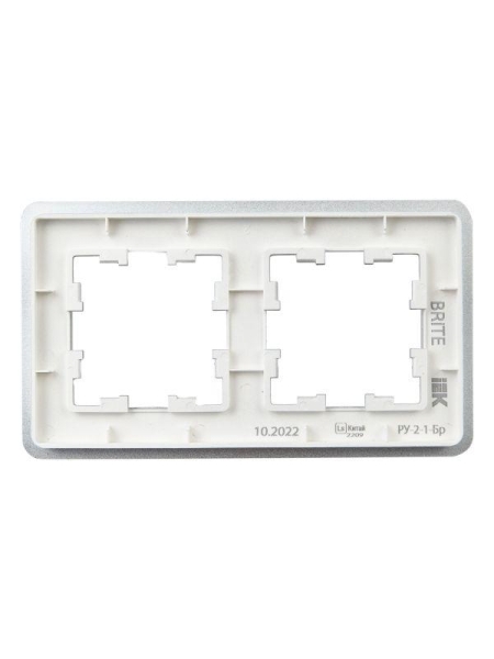 Рамка 2-м BRITE РУ-2-1-Бр метал. алюм. RE IEK BR-M22-M-01-K47