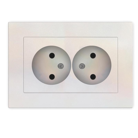 Розетка 2-м СП Афина 16А IP20 без заземл. в сборе жемчуж. Universal A0102-OBr Розетка 2-м СП Афина 16А IP20 без заземл. в сборе жемчуж. Universal A0102-OBr
