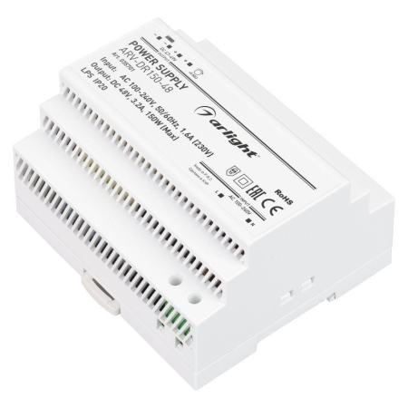 Блок питания ARV-DR150-48 48В 3.2А 150Вт IP20 DIN-рейка Arlight 035701 Блок питания ARV-DR150-48 48В 3.2А 150Вт IP20 DIN-рейка Arlight 035701