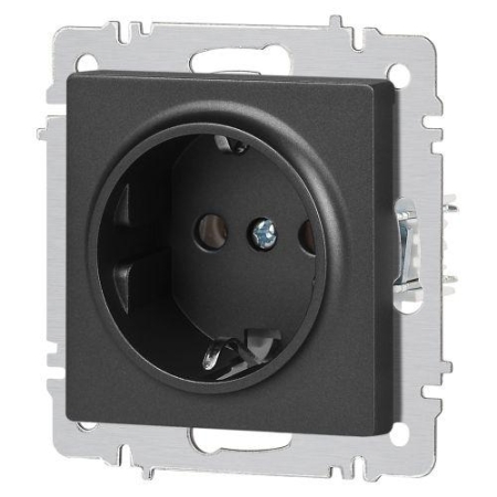 Розетка 1-м СП Accent 6-202-07 16А IP20 250В 2P+E Schuko графит Intro Б0063697 Розетка 1-м СП Accent 6-202-07 16А IP20 250В 2P+E Schuko графит Intro Б0063697