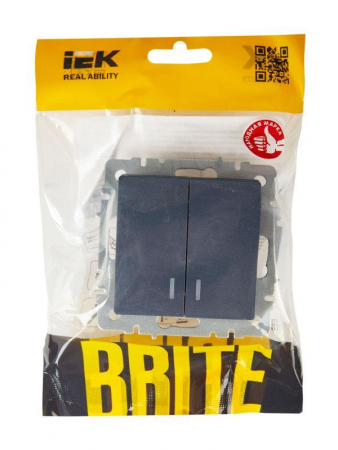 Выключатель 2-кл. СП BRITE ВС10-2-1-БрМ 10А с индик. механизм маренго IEK BR-V20-1-10-K35 Выключатель 2-кл. СП BRITE ВС10-2-1-БрМ 10А с индик. механизм маренго IEK BR-V20-1-10-K35