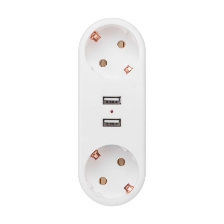 Двойник электрический линейный 16А с/з+2 USB-порта 2.4А бел. Rexant 11-1090 Двойник электрический линейный 16А с/з+2 USB-порта 2.4А бел. Rexant 11-1090