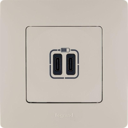 Устройство зарядное Etika с 2-мя USB разъемами C и C 240В/5В 3000мА сл. кость IEK 672335