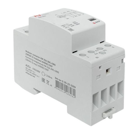 Контактор модульный КМ 25А 2NC+2NO 230В AC (2 мод.) AVERES EKF km-av-2-25-22-230V Контактор модульный КМ 25А 2NC+2NO 230В AC (2 мод.) AVERES EKF km-av-2-25-22-230V