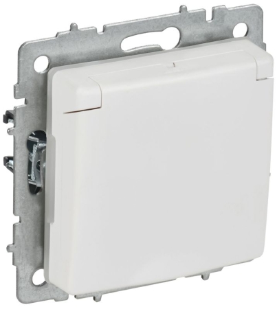 Розетка BRITE РСбш10-3-44-БрАБ 16А IP44 с заземл. защ. шторки с крышкой механизм арктич. бел. IEK BR-R16-16-44-K91