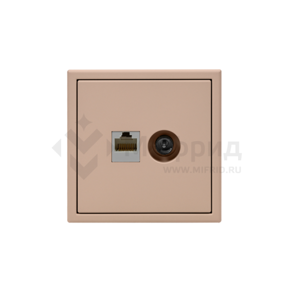 Розетка компьютерная + телевизионная 2-м СП ArtGallery RJ45 кат.5E + TV механизм песочн. SE GAL001289