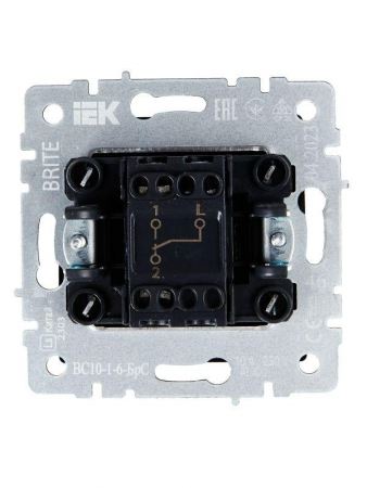 Выключатель проходной 1-кл. СП BRITE ВС10-1-6-БрС 10А механизм сталь IEK BR-V12-0-10-K46