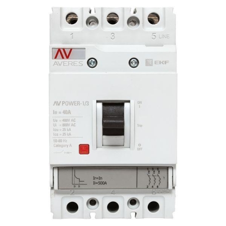 Выключатель автоматический 3п 40А 35кА AV POWER-1/3 TR AVERES EKF mccb-13-40-TR-av Выключатель автоматический 3п 40А 35кА AV POWER-1/3 TR AVERES EKF mccb-13-40-TR-av
