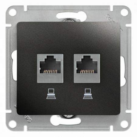 Розетка компьютерная 2-м Glossa RJ45 кат.5E механизм антрацит SE GSL000785KK Розетка компьютерная 2-м Glossa RJ45 кат.5E механизм антрацит SE GSL000785KK