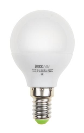Лампа светодиодная PLED-ECO 5Вт G45 шар матовая 4000К нейтр. бел. E14 400лм 230В 50Гц JazzWay 1036926A Лампа светодиодная PLED-ECO 5Вт G45 шар матовая 4000К нейтр. бел. E14 400лм 230В 50Гц JazzWay 1036926A