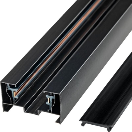 Шинопровод трековый накладной 1ф ARTLINE с питанием и заглушкой 1м алюм./медь с держателями с пластиковой планкой черн. Ritter 59785 2 Шинопровод трековый накладной 1ф ARTLINE с питанием и заглушкой 1м алюм./медь с держателями с пластиковой планкой черн. Ritter 59785 2