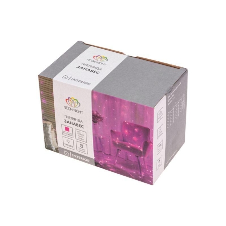 Гирлянда светодиодная "Светодиодный Дождь" 3х2м LED роз. 12Вт 230В IP20 свечение с динамикой прозр. провод Neon-Night 235-097 Гирлянда светодиодная "Светодиодный Дождь" 3х2м LED роз. 12Вт 230В IP20 свечение с динамикой прозр. провод Neon-Night 235-097