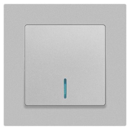 Выключатель 1-кл. СП Accent 6-102-03 10А IP20 250В с подсветкой AL/CU алюм. Intro Б0063478