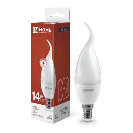 Лампа светодиодная LED-СВЕЧА НА ВЕТРУ-VC 14Вт 230В E14 4000К 1330лм IN HOME 4690612054377 Лампа светодиодная LED-СВЕЧА НА ВЕТРУ-VC 14Вт 230В E14 4000К 1330лм IN HOME 4690612054377