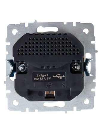 Розетка BRITE РЮш10-2-БрБ 16А с USB A+A 3.1А с заземл. защ. шторки механизм бел. IEK BR-R14-16-U21-D31-K01